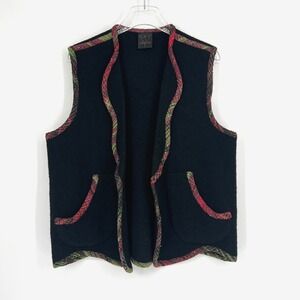 Vtg Candiss Cole Vest Womens L Wool Silk Artsy Lagenlook Knit Boho Boucle